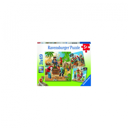 Jocuri tip puzzle - Puzzle Ravensburger Aventurile Piratilor, 3X49 Piese