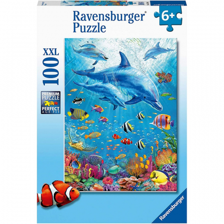 Puzzle Ravensburger Delfini Si Pesti, 100 Piese [0]