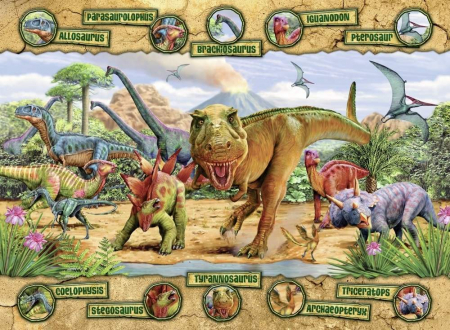 Puzzle Ravensburger Dinozauri, 100 Piese [1]