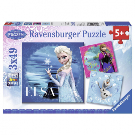 Jocuri tip puzzle - Puzzle Ravensburger Frozen Elsa, Anna Si Olaf, 3X49 Piese