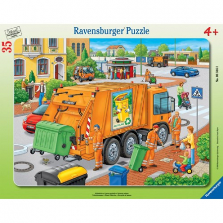 Jocuri tip puzzle - Puzzle Ravensburger Masina de Colectat Gunoi, 35 Piese