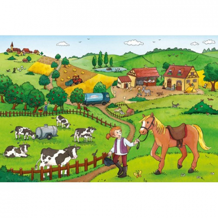 Jocuri tip puzzle - Puzzle Ravensburger Munca la Ferma - 2X12 piese