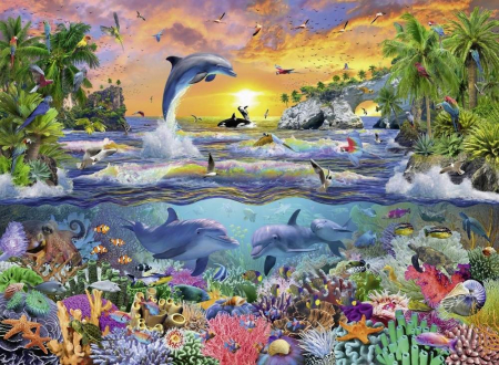 Puzzle Ravensburger Paradis Tropical, 100 Piese [2]