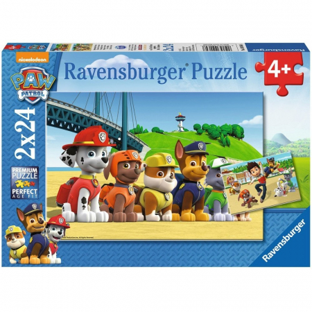 Jocuri tip puzzle - Puzzle Ravensburger - Patrula Catelusilor 2x24 piese