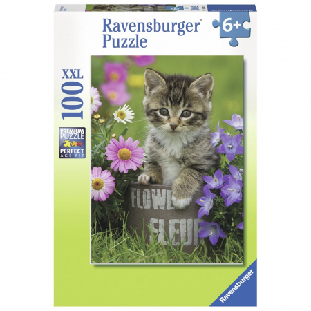 Jocuri tip puzzle - Puzzle Ravensburger Pisicuta Intre Flori, 100 Piese