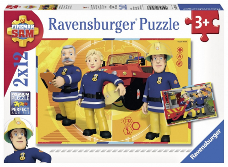 Jocuri tip puzzle - Puzzle Ravensburger Pompierul Sam, 2X12 Piese