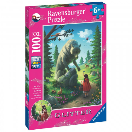 Puzzle Scufita Rosie Si Lupul, 100 Piese Glitter [1]