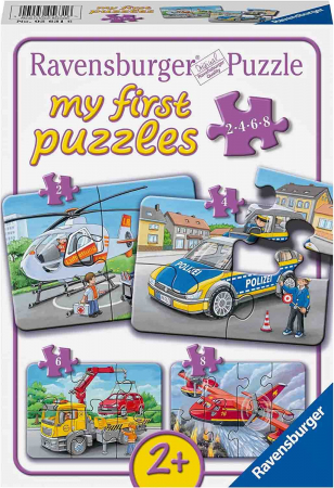 Jocuri tip puzzle - Puzzle Set 4 Buc Vehicule De Urgenta, 2/4/6/8 Piese