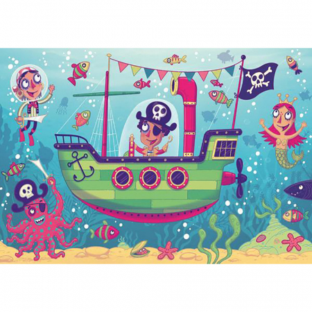 Jocuri tip puzzle - Puzzle Si Joc Barca Piratilor, 2X24 Piese
