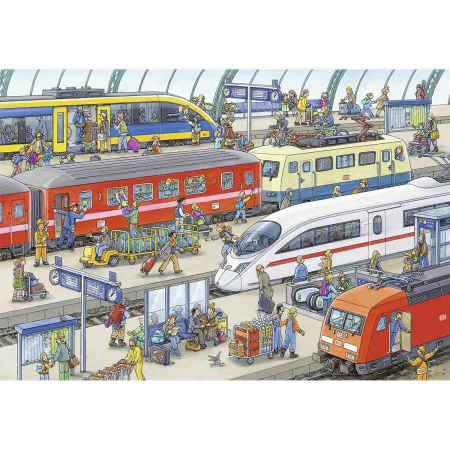 Jocuri tip puzzle - Puzzle Statie De Tren, 2X24 Piese