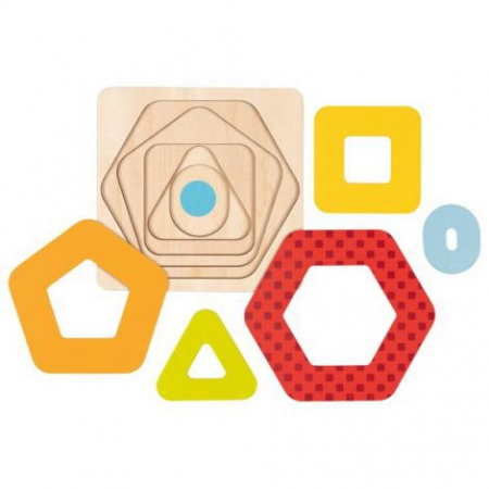 Jucarii din lemn - Puzzle stratificat potriveste formele geometrice