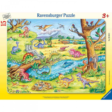 Jocuri tip puzzle - Puzzle Tip Rama Dinozauri, 15 Piese