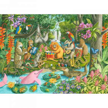 Jocuri tip puzzle - Puzzle Trupa De Muzica A Animalelor, 100 Piese