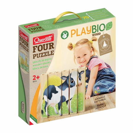 Jocuri tip puzzle - Quercetti Four Puzzle Animale Ferma Bio
