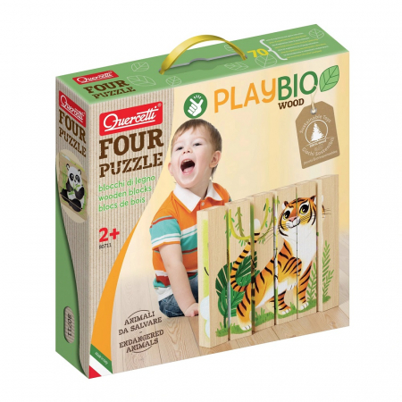 Jocuri tip puzzle - Quercetti Four Puzzle Animale Salbatice Bio