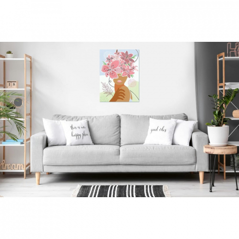 Pictura pe numere – Femeie cu flori in par [2]