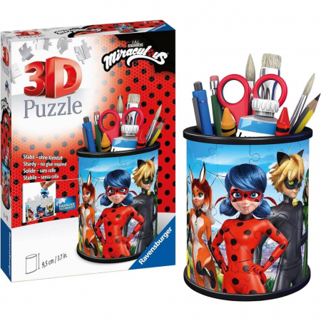 Jocuri tip puzzle - Puzzle 3D Suport Pixuri Miraculous – 54 piese