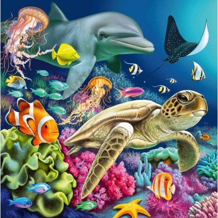 Jocuri tip puzzle - Ravensburger - Puzzle animale in lumea subacvatica 3x49 piese