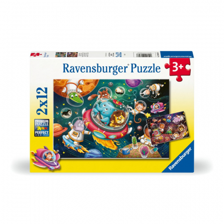 Ravensburger - Puzzle animalute in spatiu 2x12 piese [2]