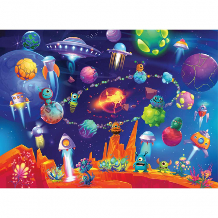 Jocuri tip puzzle - Ravensburger - Puzzle monstri in spatiu 60 piese