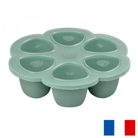 Articole hranire copii - Recipient ermetic silicon multiportii 6x150 ml Beaba Sage Green