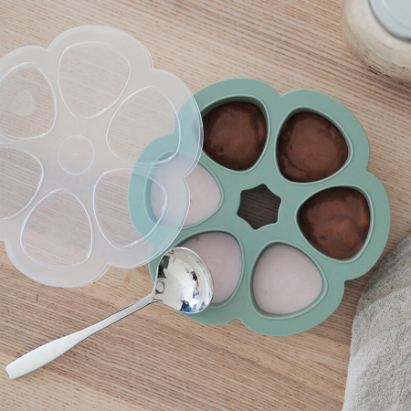 Recipient ermetic silicon multiportii 6x150 ml Beaba Sage Green [2]