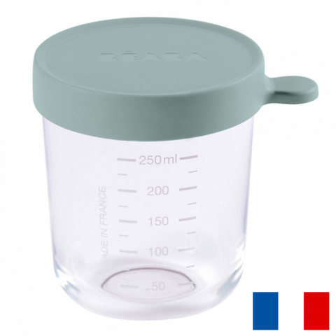 Articole hranire copii - Recipient ermetic sticla Beaba 250 ml Eucalyptus