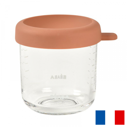 Articole hranire copii - Recipient ermetic sticla Beaba 250 ml Terracotta