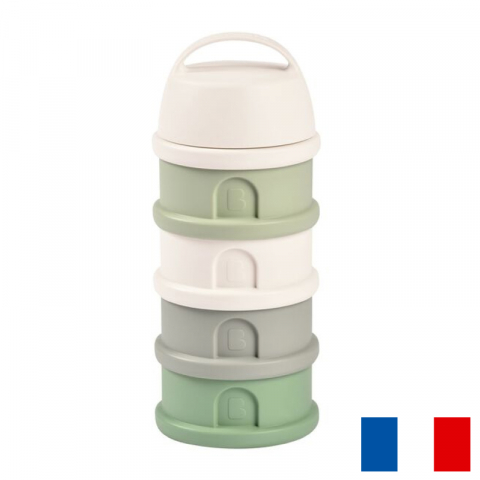 Articole hranire copii - Recipient lapte praf 4 compartimente Beaba Sage Green