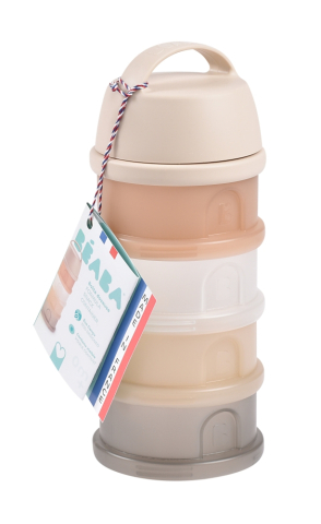 Articole hranire copii - Recipient lapte praf 4 compartimente Beaba transparente Clay