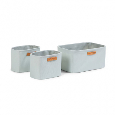 Decoratiuni - Set 3 cosuri depozitare Childhome 21x14x10 cm/14x10x10 cm Gri