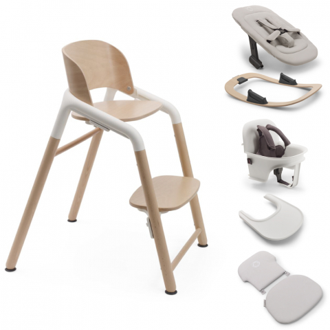 Scaune masa bebe - Scaun Bugaboo Giraffe 6 in 1 Neutral Wood/White