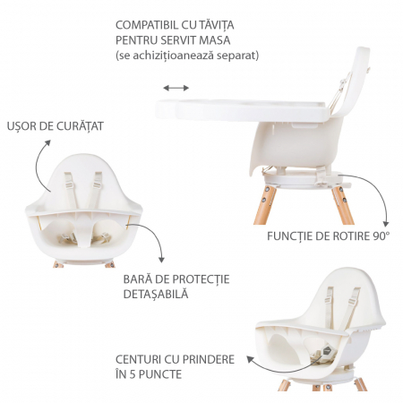 Scaun de masa reglabil in inaltime Childhome Evolu One.80, Natural/Alb [4]