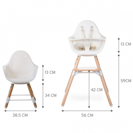 Scaun de masa reglabil in inaltime Childhome Evolu One.80, Natural/Alb [5]