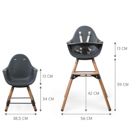 Scaun de masa reglabil in inaltime Childhome Evolu One.80, Natural/Antracit [4]