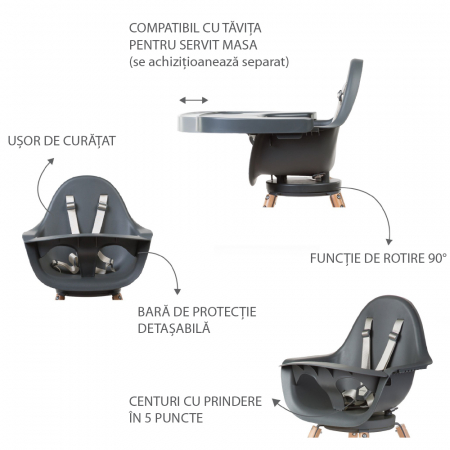 Scaun de masa reglabil in inaltime Childhome Evolu One.80, Natural/Antracit-Resigilat [3]