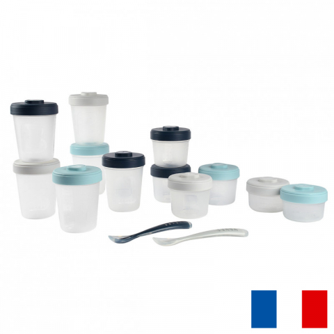 Articole hranire copii - Set 12 recipiente hrana Beaba 2x90 ml, 4x150 ml, 6x250 ml Storm