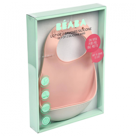 Set 2 Bavete silicon Beaba Old Pink/Light Grey [1]