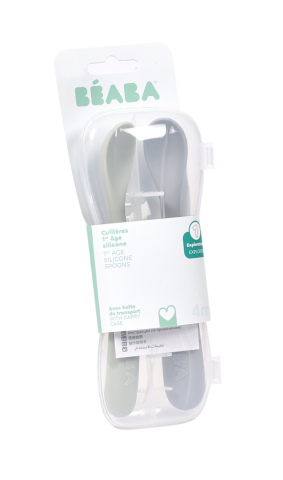 Articole hranire copii - Set 2 lingurite silicon +4 luni Beaba Nature