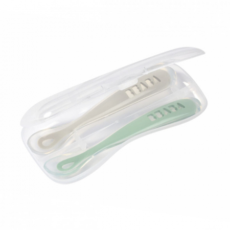Set 2 lingurite silicon +4 luni Beaba Sage Green [1]