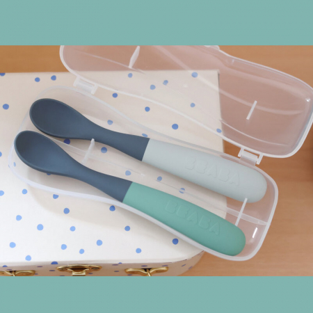 Set 2 lingurite silicon Beaba Bicolor Mineral [1]