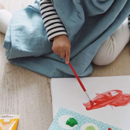 Set 2 Museline Beaba bumbac 120x120 cm Baltic Blue/Points [1]