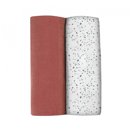 Perne si paturici - Set 2 Museline Beaba bumbac 120x120 cm Hot Sauce/Terrazzo