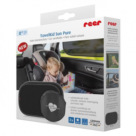 Accesorii transport copii - Set 2 parasolare auto cu lipire fara ventuze TravelKid Sun Pure Reer