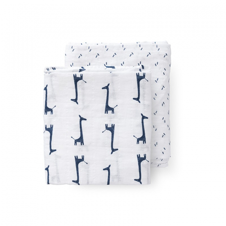 Set 2 paturici muselina Fresk pentru infasat 120x120 cm Giraf indigo blue [0]