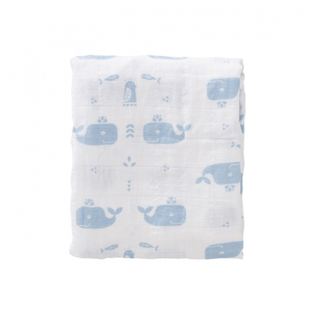 Set 2 paturici muselina Fresk pentru infasat 120x120 cm Whale Blue [2]