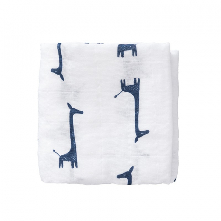 Set 2 paturici muselina Fresk pentru infasat 70x60 cm Giraf Indigo Blue [2]