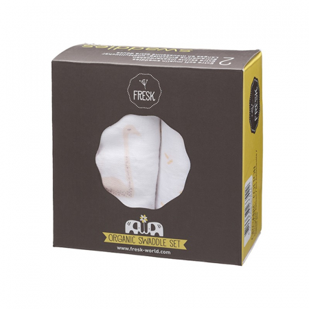 Set 2 paturici muselina Fresk pentru infasat 70x60 cm Swan Pale Peach [1]