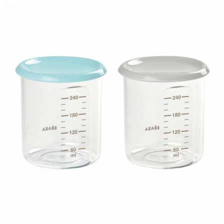 Set 2 recipiente ermetice din Tritan Beaba 240 ml Blue/Grey [3]