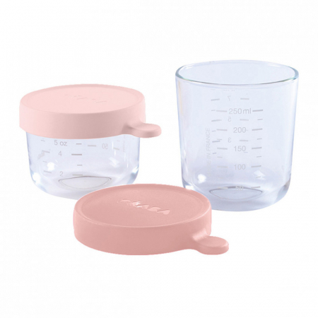 Set 2 recipiente sticla Beaba 150/250 ml Old Pink [0]